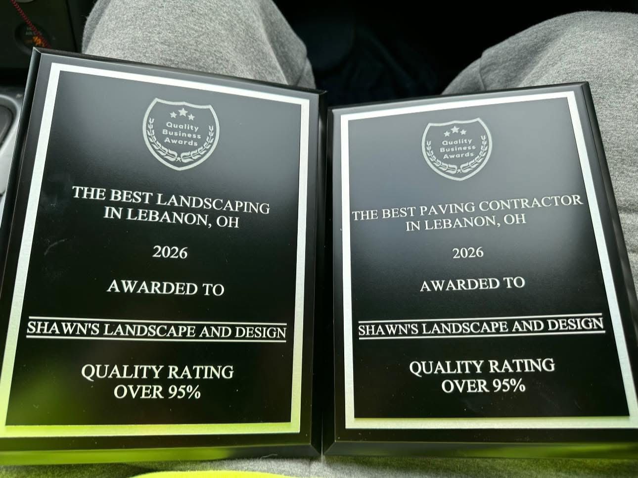 2024, 2025, and 2026 Quality Business Award winner Shawn’s Landscape & Design, trusted local hardscape and drainage contractor in Southwest Ohio
